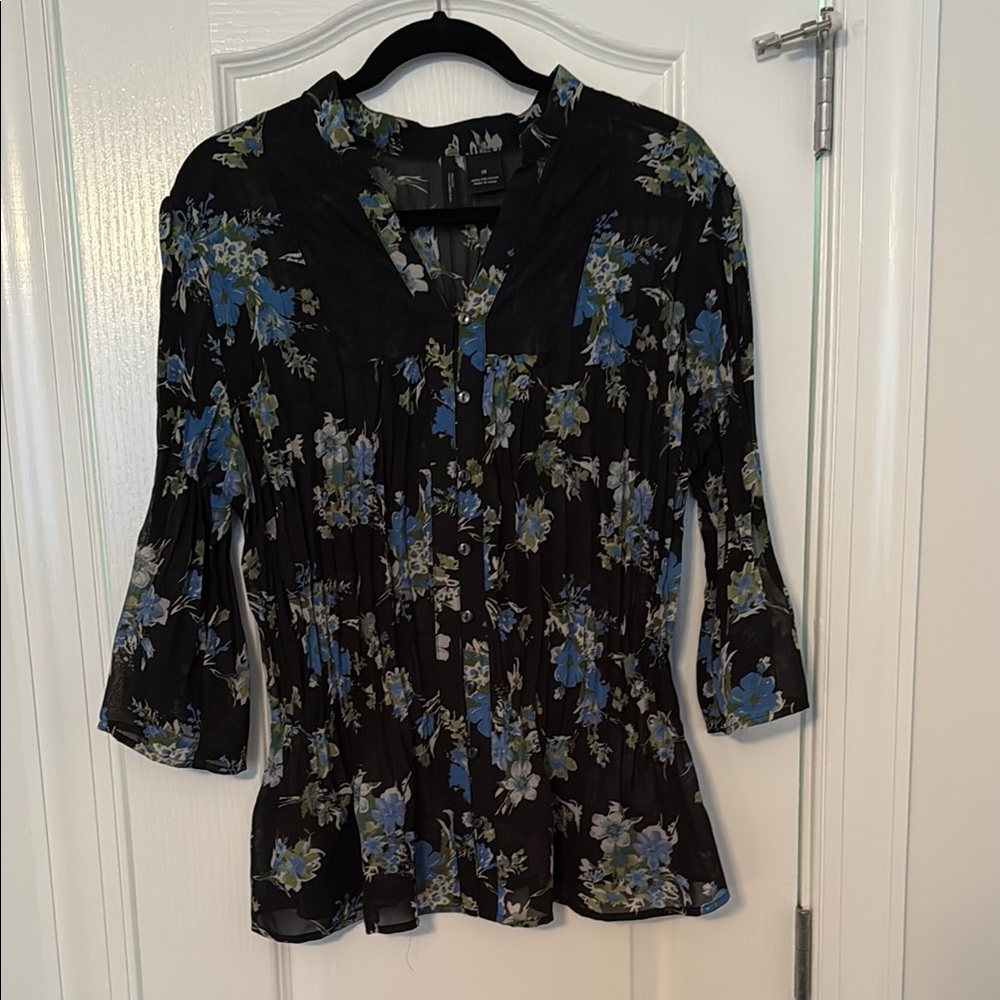Floral Black and Blue Women's Top